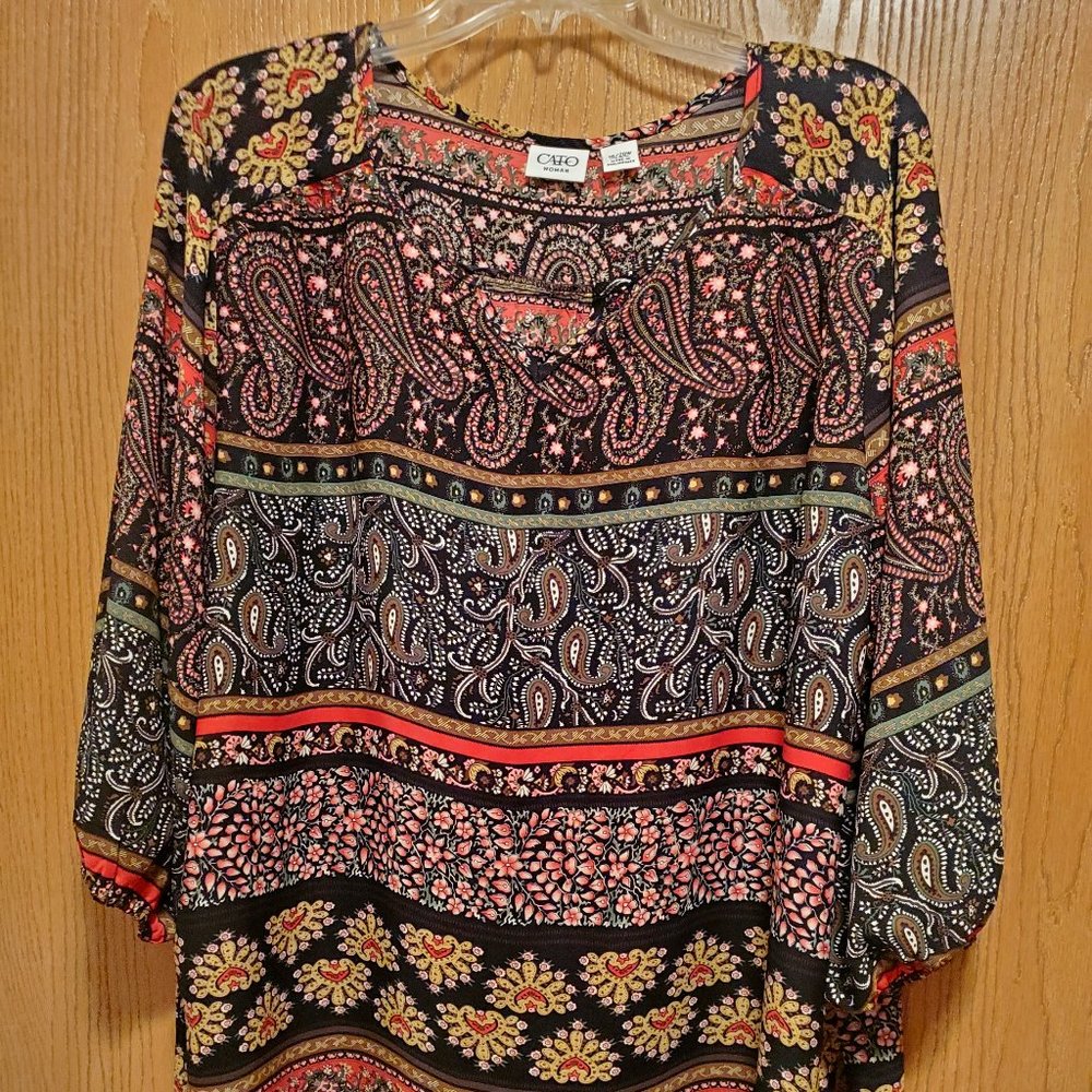 Lively black & pink print 100% poly women's 18/20W